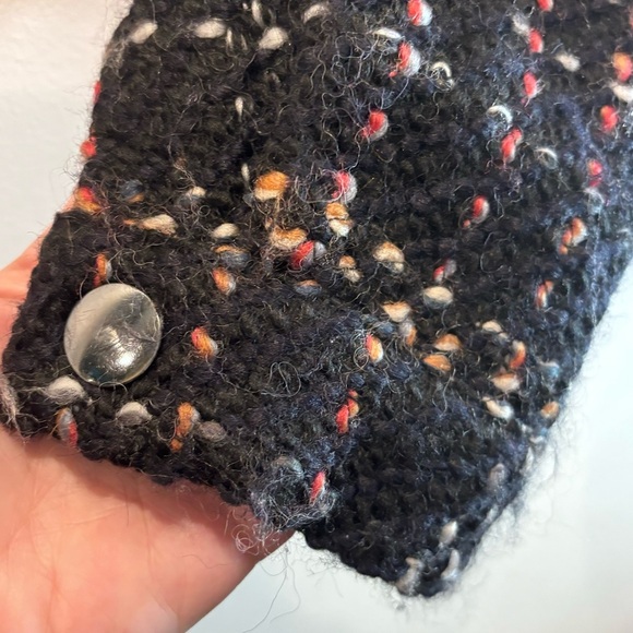 ZARA Sz S-M Trf Collection Black Plaid Wool Blend Metallic Snap Front Jacket - Picture 13 of 13